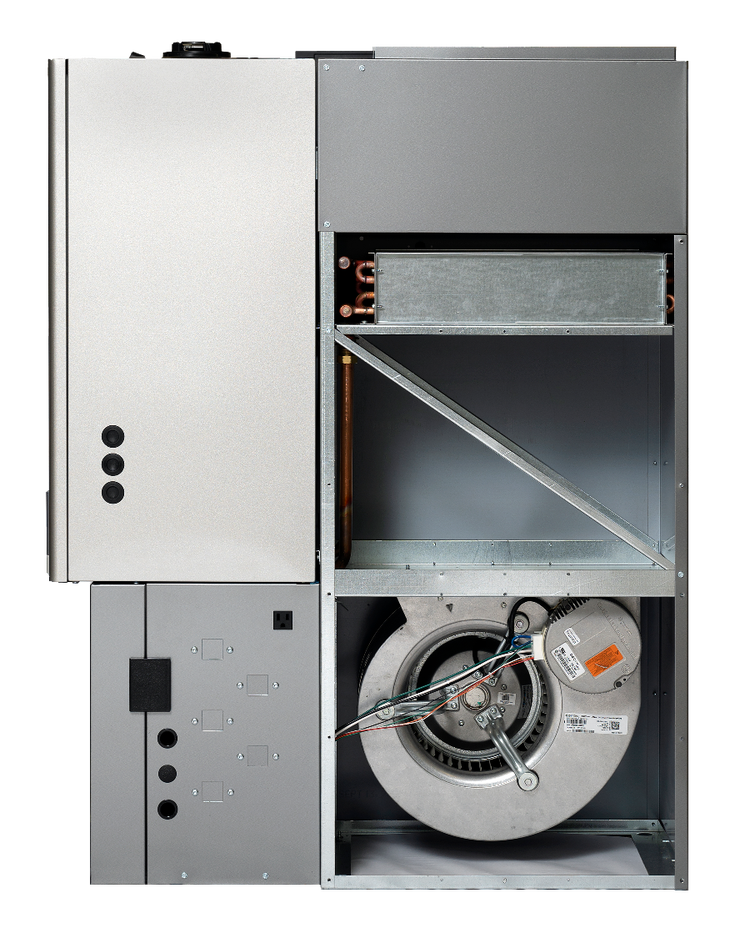 GF150 combi furnace with left side panels removed